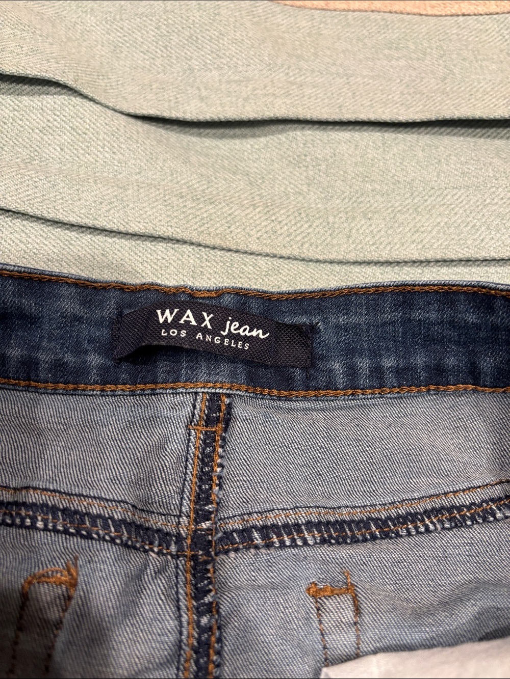 Wax Jean Distressed Blue Denim Mini Skirt - Picture 2 of 4